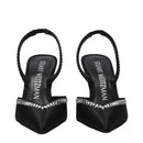 Black Satin Stiletto Heels Sandals