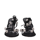 Black Satin Stiletto Heels Sandals