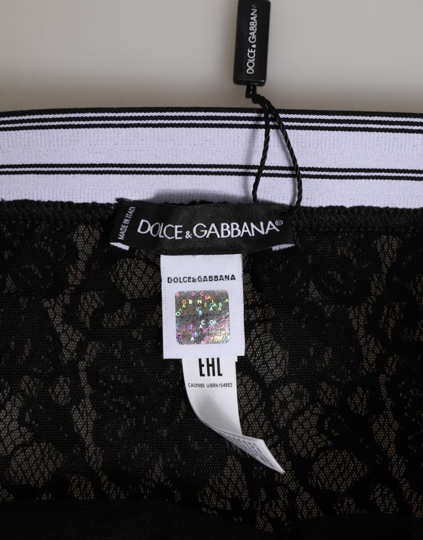 Black Lace Slip Brief Logo Waistband Underwear