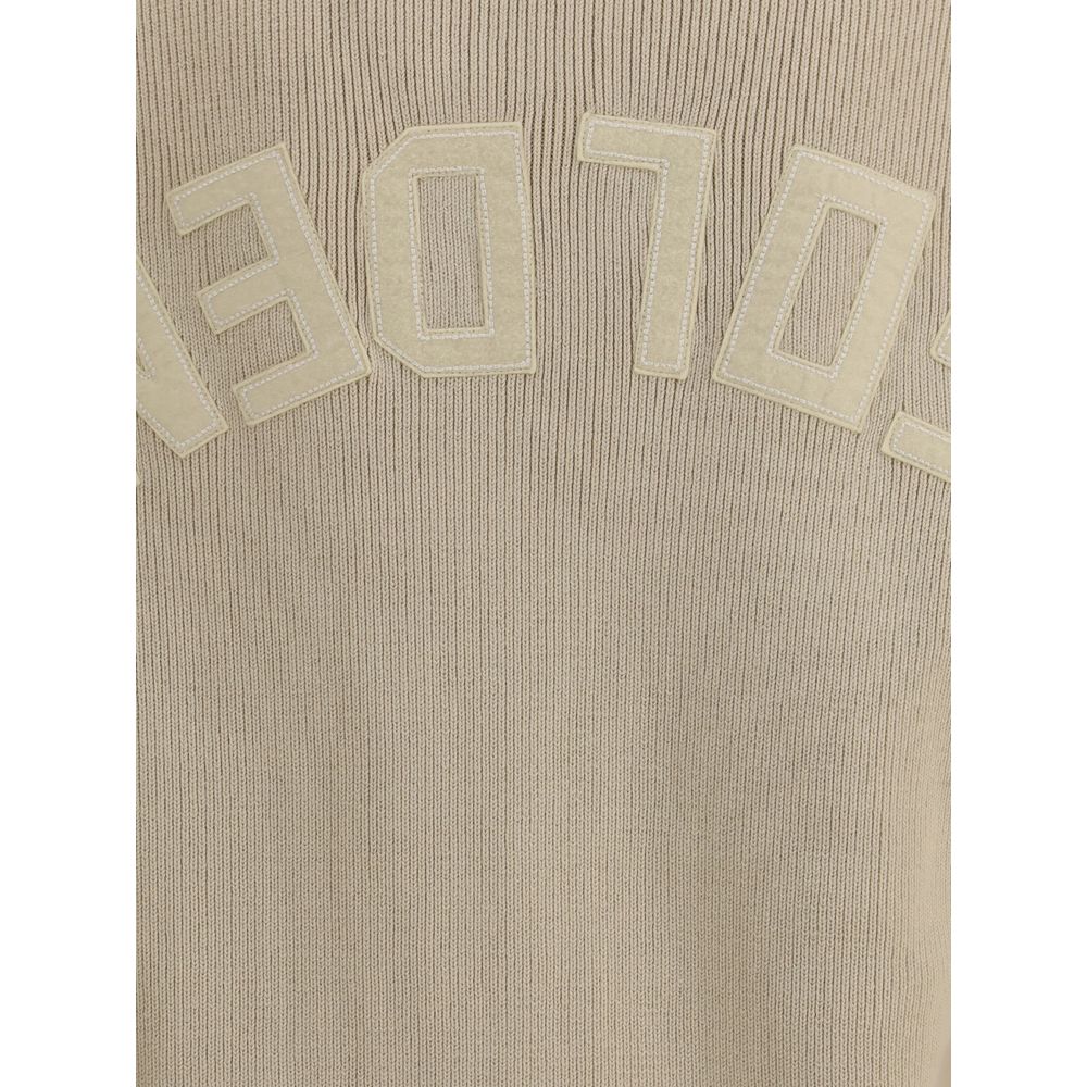 Beige ribbed-knit sweater