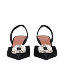 Black Satin Stiletto Heels Sandals