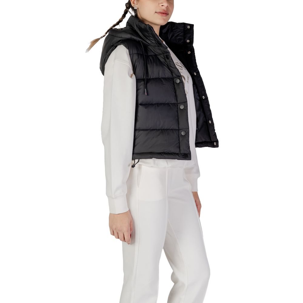 Black Polyester Sleveless Jacket