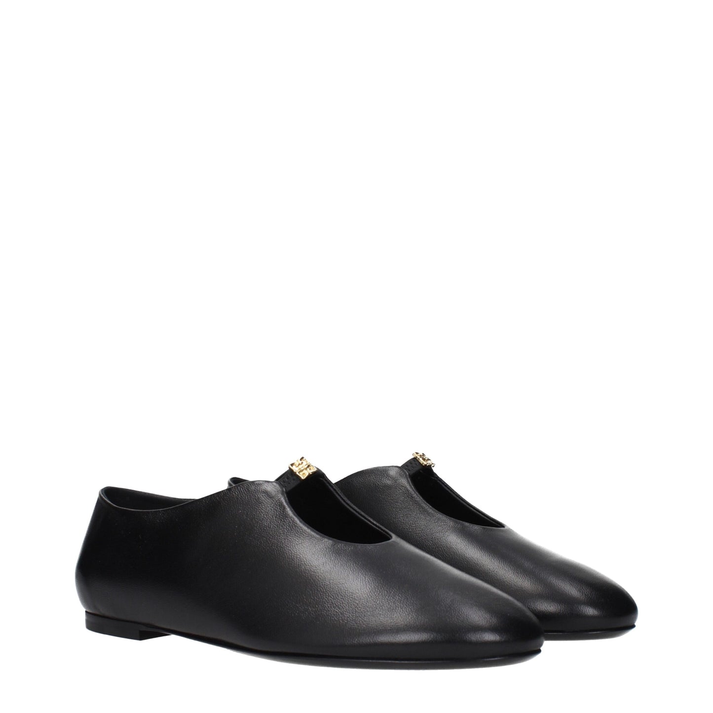 Black Leather Ballet Flats