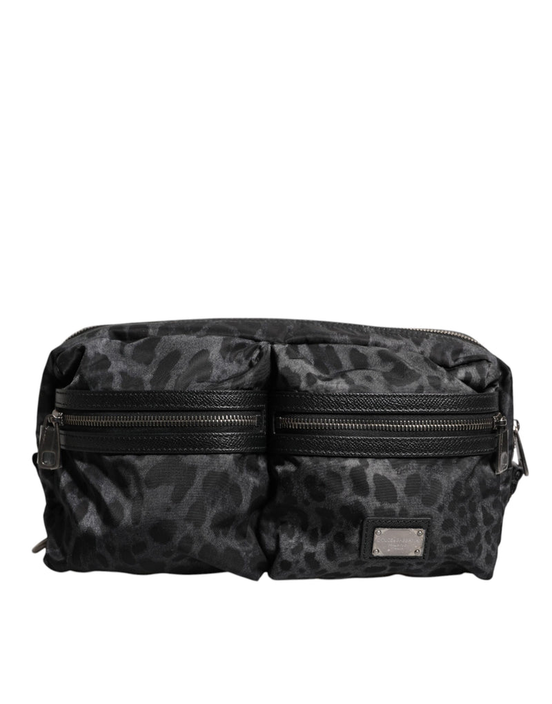 Black Gray Leopard DG Logo Belt Waist Fanny Pack Bag