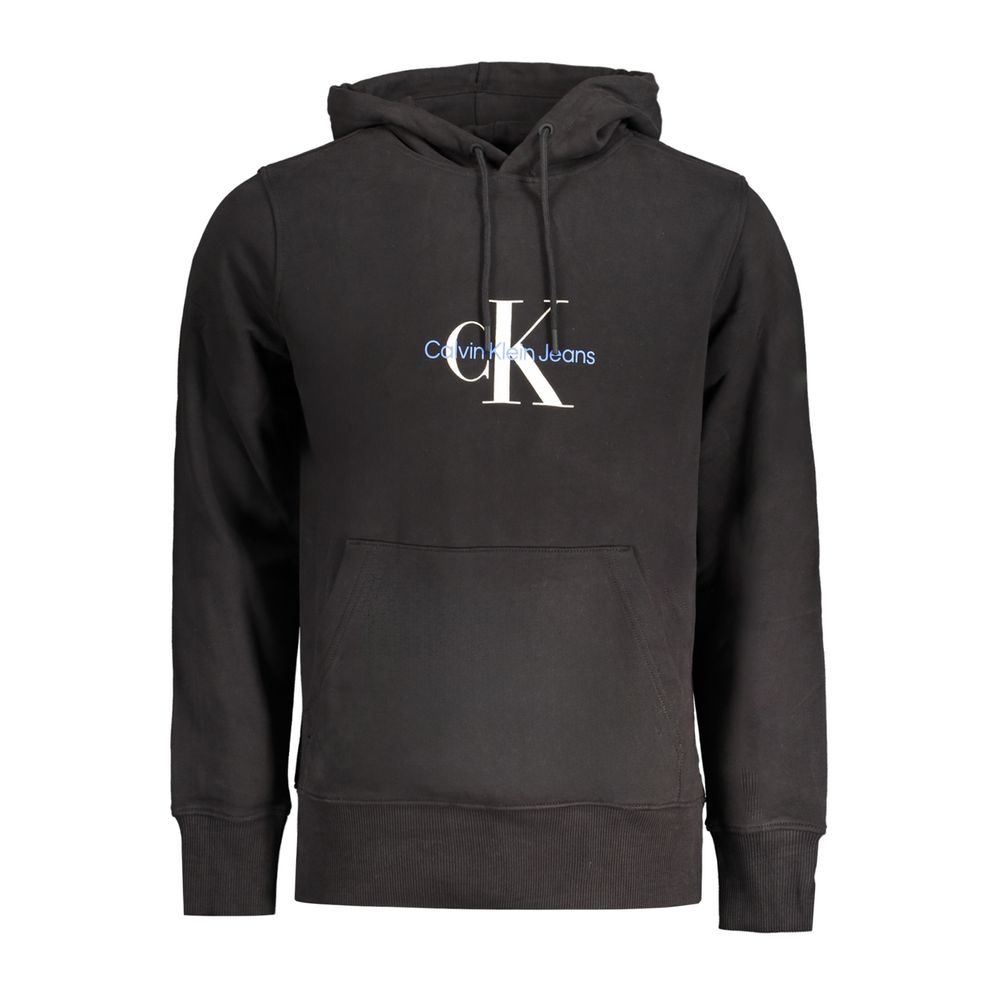 Black Cotton Men Sweater Hoodie