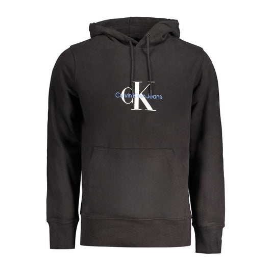 Black Cotton Men Sweater Hoodie