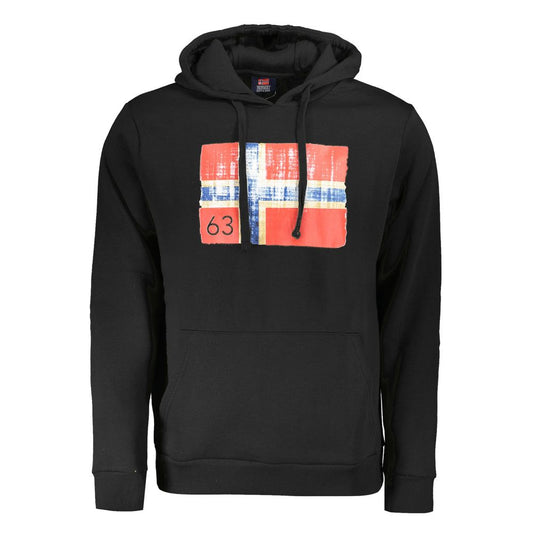 Black Cotton Men Sweater Hoodie