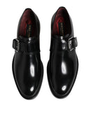 Black Leather Monk Strap Derby Formal Shoes