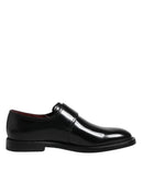 Black Leather Monk Strap Derby Formal Shoes