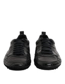 Black Exotic Leather Low Top Sneakers Shoes