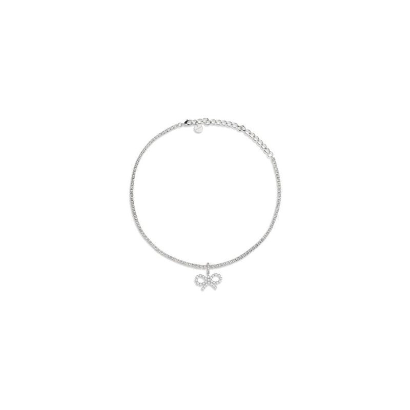 Tennis necklace with bow pendant