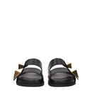 Black Leather Slippers Sandals