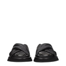 Black Leather Slippers Sandals