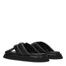 Black Leather Slippers Sandals