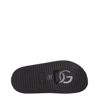 Black Leather Slippers Sandals