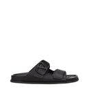Black Leather Slippers Sandals