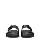 Black Leather Slippers Sandals