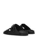 Black Leather Slippers Sandals