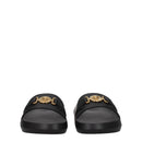 Black Leather Slippers Sandals