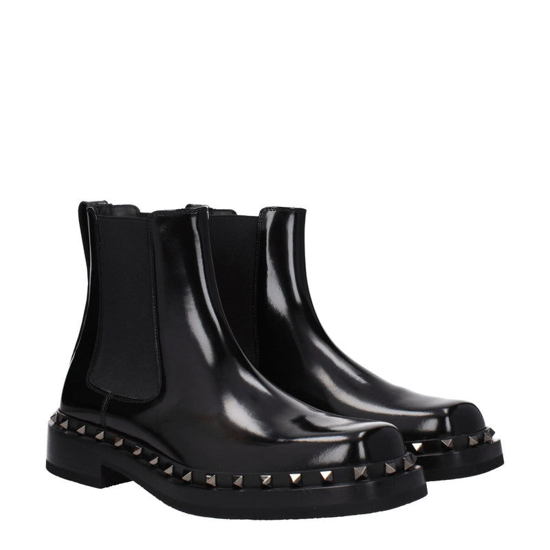 Black Leather Ankle Boots