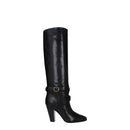 Black Leather High Heel Boots