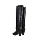Black Leather High Heel Boots