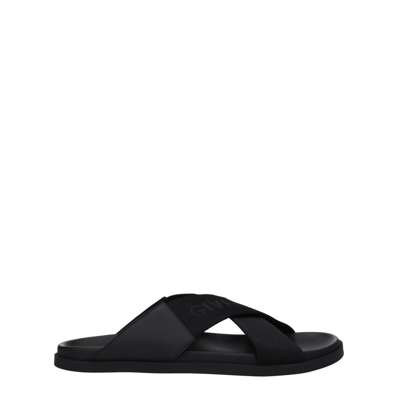 Black Fabric Slippers Sandals