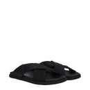 Black Fabric Slippers Sandals