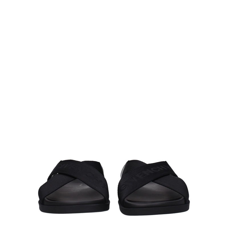 Black Fabric Slippers Sandals