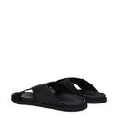 Black Fabric Slippers Sandals