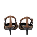 Beige Fabric Mid Heel Pumps