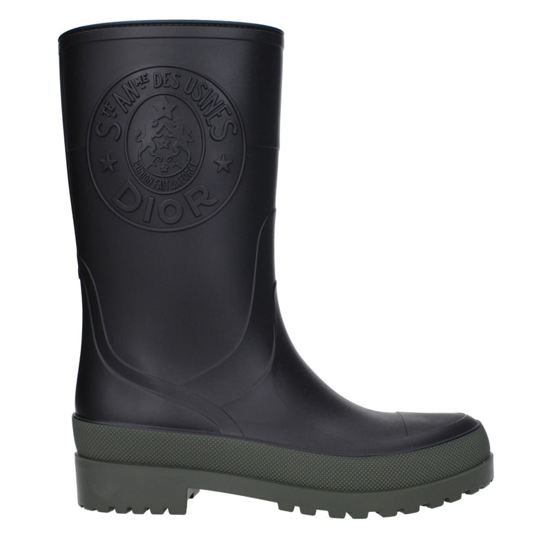 Black Cotton Rain Boots