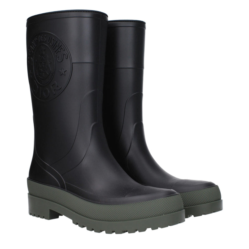 Black Cotton Rain Boots