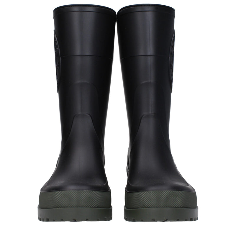 Black Cotton Rain Boots