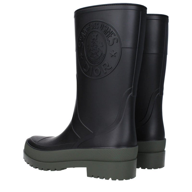 Black Cotton Rain Boots