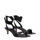 Black Leather Flat Sandals