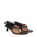 Black Leather Flip-Flop Sandals