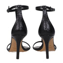 Black Leather Stiletto Heels Sandals