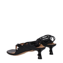Black Leather Flip-Flop Sandals
