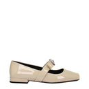 Beige Leather Ballet Flats