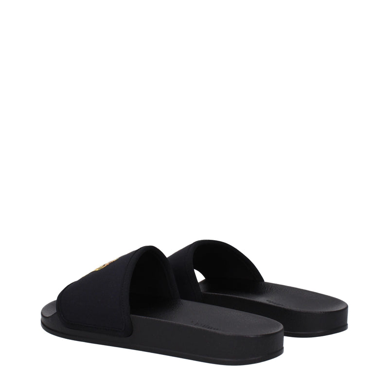 Black Fabric Slippers Sandals