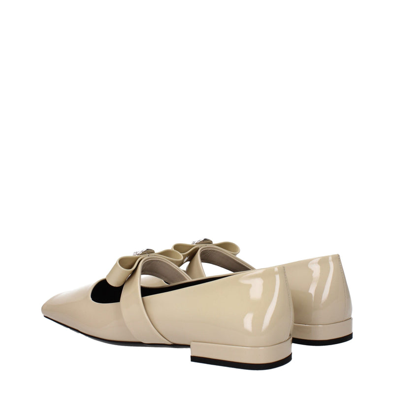 Beige Leather Ballet Flats