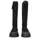 Black Fabric Lace-Up Boots