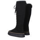 Black Fabric Lace-Up Boots