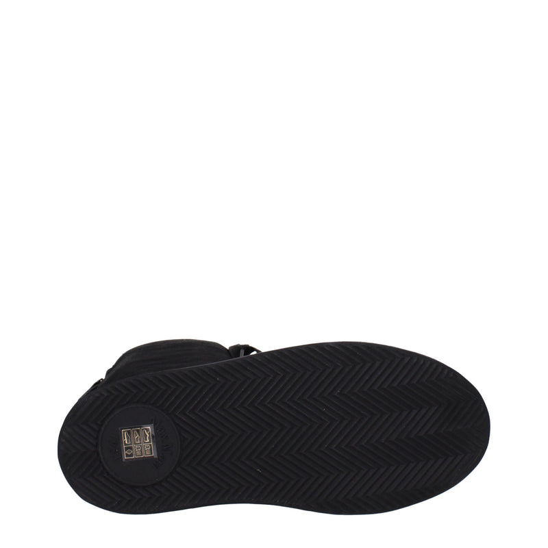 Black Fabric Lace-Up Boots