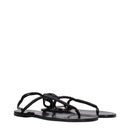 Black Leather Flip-Flop Sandals