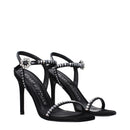 Black Satin Stiletto Heels Sandals