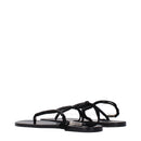 Black Leather Flip-Flop Sandals