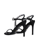 Black Satin Stiletto Heels Sandals
