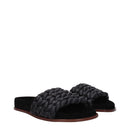 Black Leather Slippers Sandals